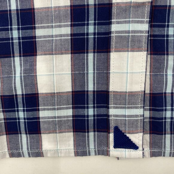 UNTUCKit Women's Size 10 Sorbo Plaid Button Down Shirt Blue White NWT - Picture 5 of 9